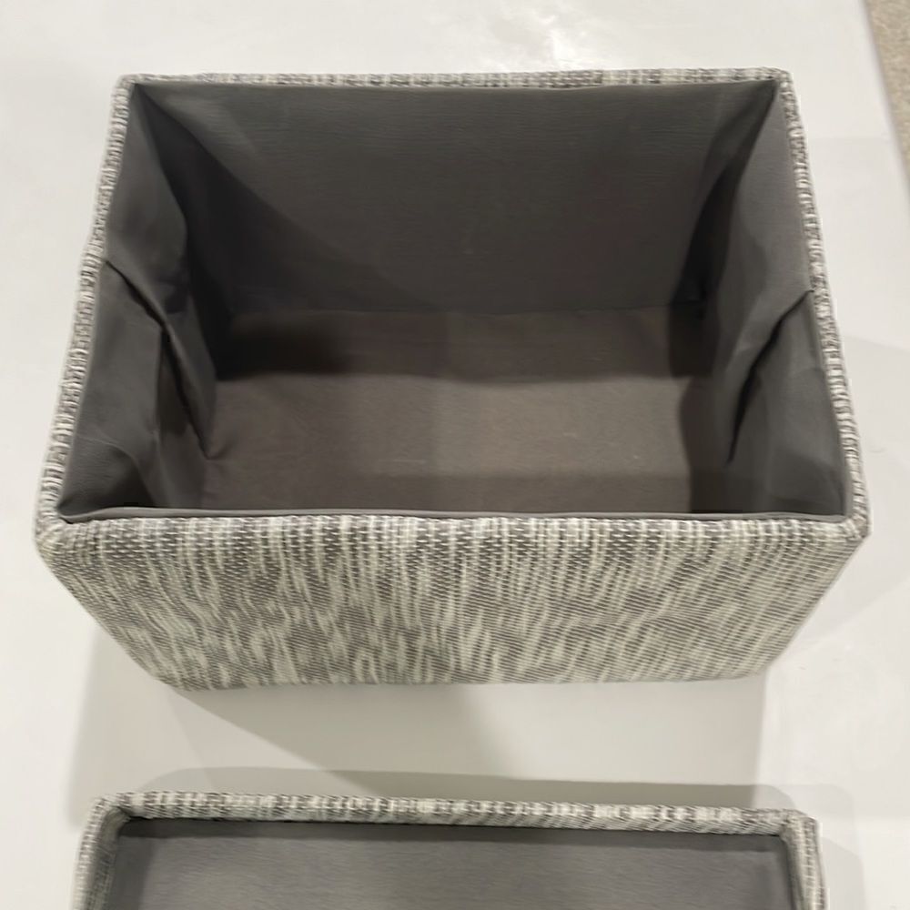 Storage box fabric Tweed storage box with handles and top  gray white 10x8x6 - Picture 5 of 5